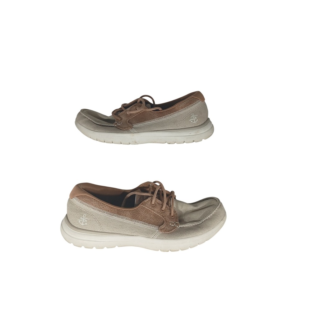 Skechers On-The-Go Boat Shoes 6.5 Tan Brown 136451 Coastal Nautical Loafers